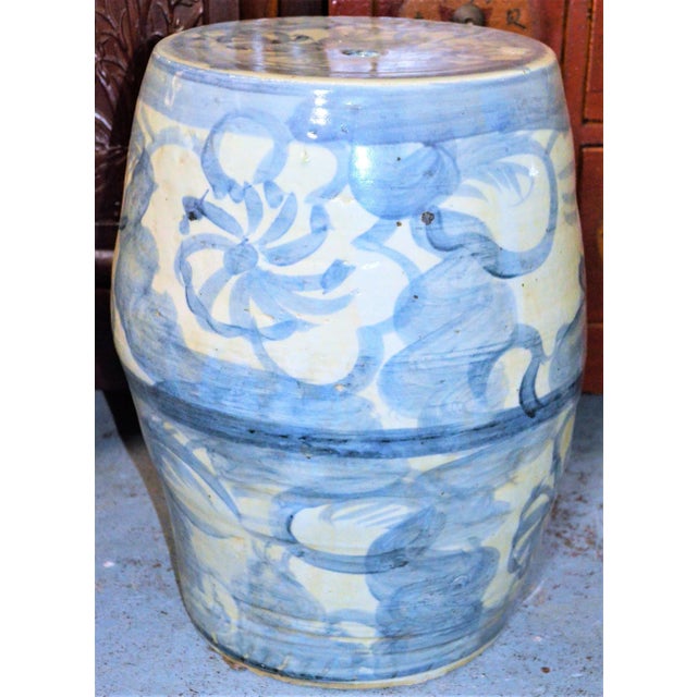 Contemporary Contemporary Chinoiserie Abstract Lotus Garden Stool For Sale - Image 3 of 8