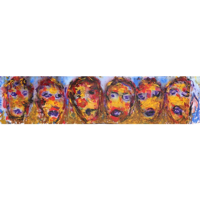 Abstract Expressionism Leonardo Voci, Six Faces, Painting For Sale - Image 3 of 3