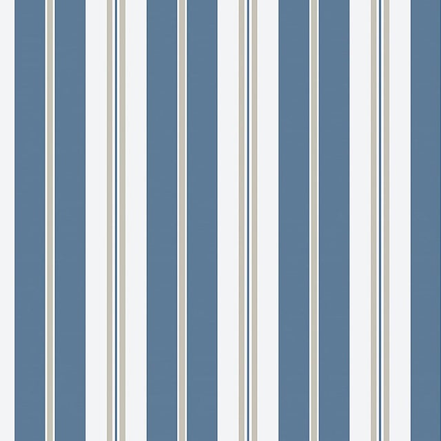 SAMPLE - Boråstapeter Sandhamn Stripe Wallpaper In Blue For Sale