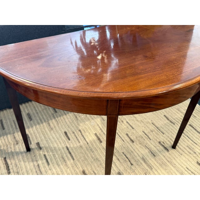 Neoclassical George III Demi Lune Console Table For Sale - Image 3 of 12