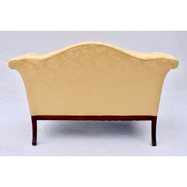 English Chippendale Style Mahogany Camel Back Roll Arm Settee For Sale - Image 11 of 12