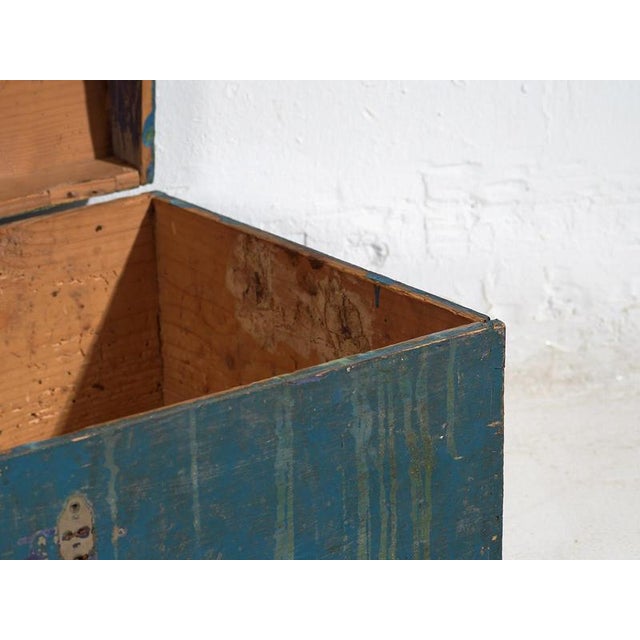 Small Antique Chest with Navy Blue Patina For Sale - Image 5 of 10