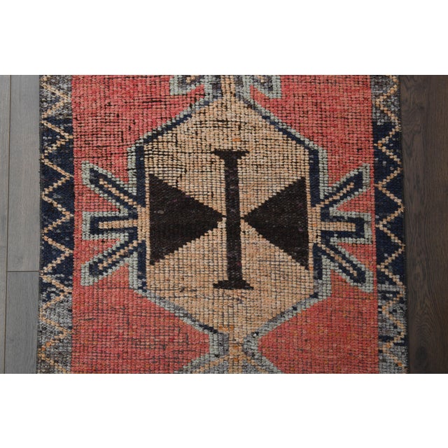 1970s 1970s Vintage Turkish Handmade Wool & Cotton Pink Runner Rug For Sale - Image 5 of 11