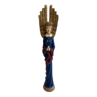 Vintage Blue Angel Figurine With Gold Wings For Sale