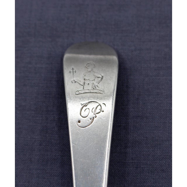1749 George II London Sterling Silver Tablespoon, Old English Pattern For Sale - Image 4 of 5