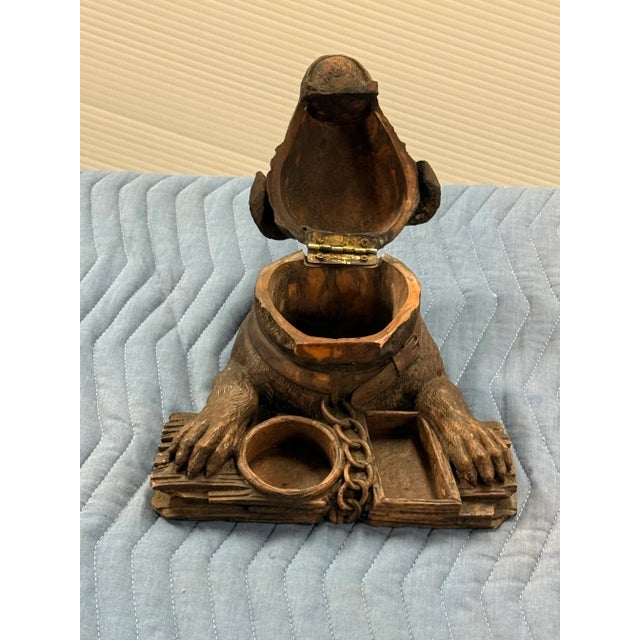 Wood Circa 1860 Walnut Black Forest Dog Tobacco Box For Sale - Image 7 of 11