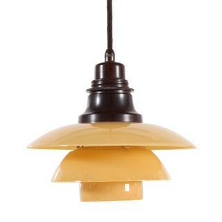 Danish Art Deco Pendant Light with Yellow Glass Shades by Poul Henningsen for Louis Poulsen, 1930s For Sale