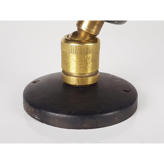 Italian Black Aluminum & Brass Adjustable Spot Lights, 1950s, Set of 2 For Sale - Image 9 of 12