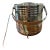 Attractive modern stainless steel ice bucket with tongs. Looks great for display and practical use.