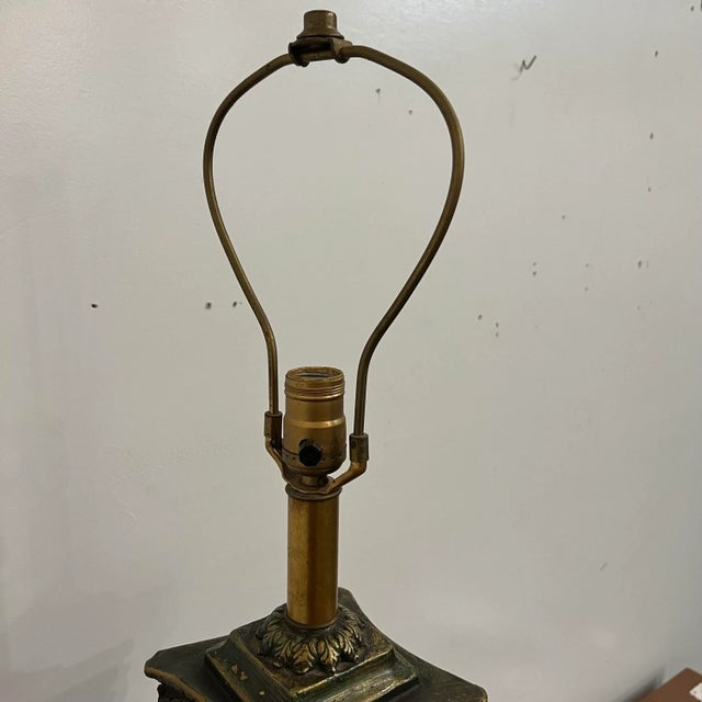 Metal Mid-20th Century Large Ornate Gold and Bronze Lamp Plaster Column For Sale - Image 7 of 12