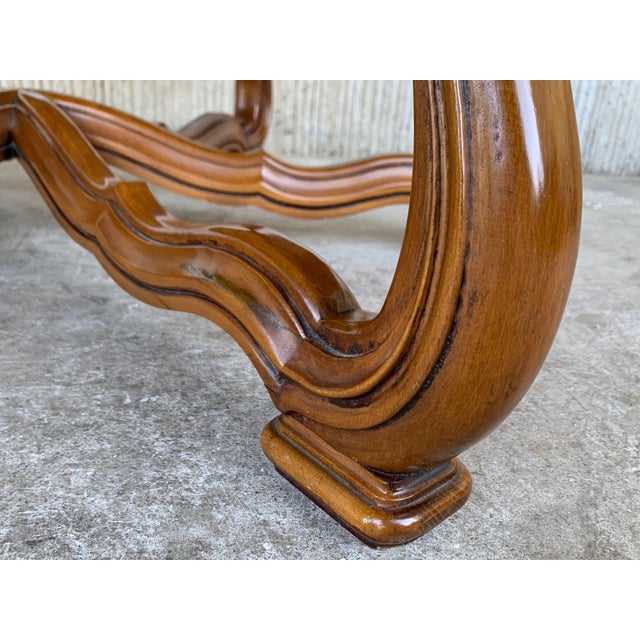 Early 20th Century 19th Green Onyx Fleur Form Top with Oak Legs Coffee Table For Sale - Image 5 of 18