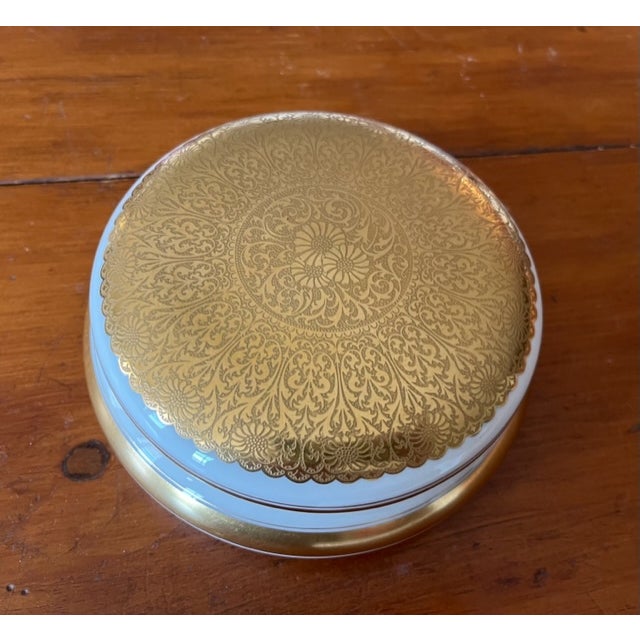 Early 20th Century Antique Lenox Green Mark Porcelain Powder Jar | Chairish