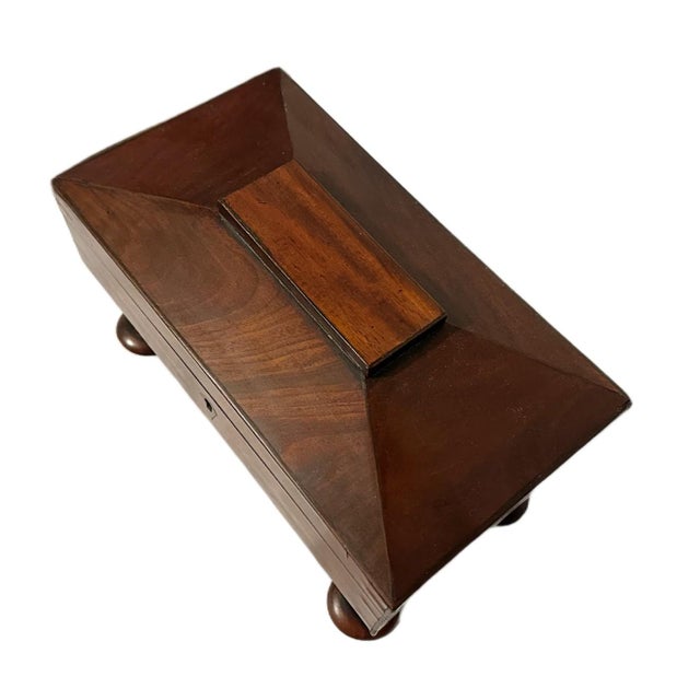 Antique Early 19th Century William IV Regency English Mahogany Tea Sarcophagus Caddy Antique English circa 1810 - 1820...