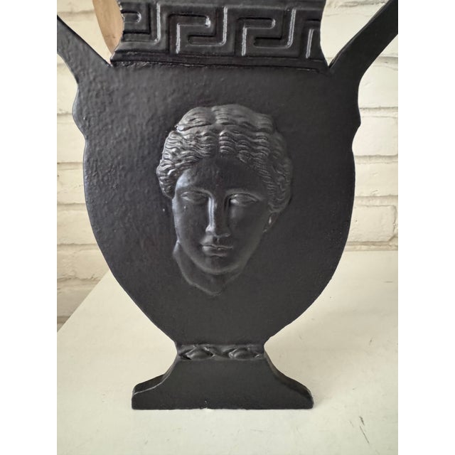 Classical Roman Matte Black Goddess Silhouette Vase For Sale - Image 3 of 3