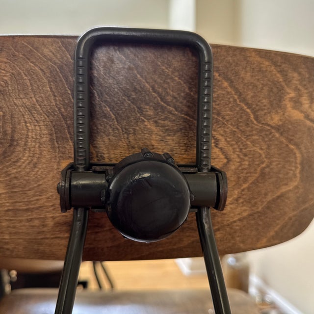 Rare 8 Matching Original Toledo Stools With Custom Table Made From Vintage Work Table Top and Unique Iron Legs For Sale - Image 9 of 12