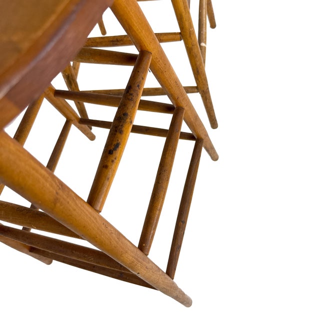 Vintage 1940s Pair of (2) 29.25" Tall Wood Artist Studio Stools For Sale - Image 17 of 18