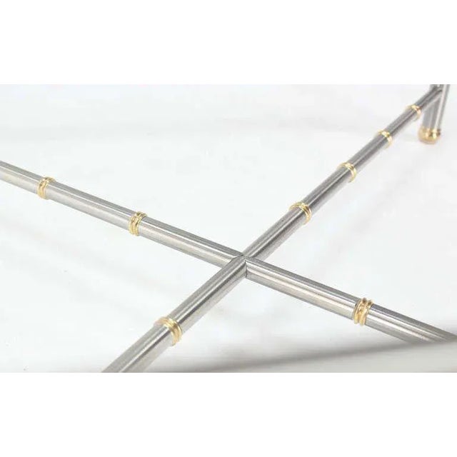 Mid-Century Modern Metal Faux Bamboo-Detailed Square Coffee Table For Sale - Image 9 of 10