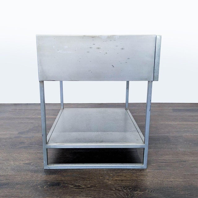 CB2 Cb2 Proof One Drawer Metal Nightstand With Shelf For Sale - Image 4 of 11