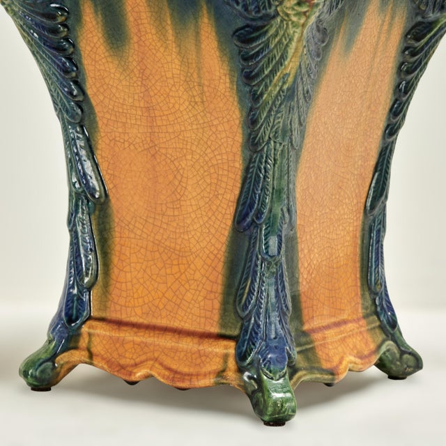 Antique Majolica Vase or Vessel With Birds For Sale - Image 9 of 11