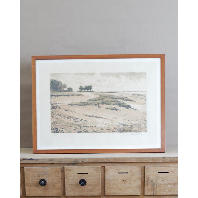 Colour lithograph, beach landscape. Limited edition with only 35 prints. Signed Paul Petit (1885-1960) no. 12/35. French...