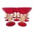 Set of 9 Murano Champagne Coupes Glasses Red & Gold Swans Italian For Sale