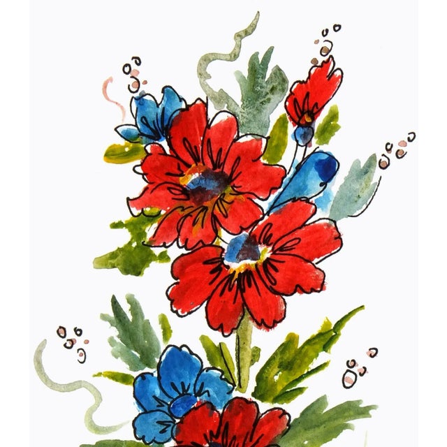 Contemporary Watercolor Still Life Painting - Flores For Sale - Image 3 of 5