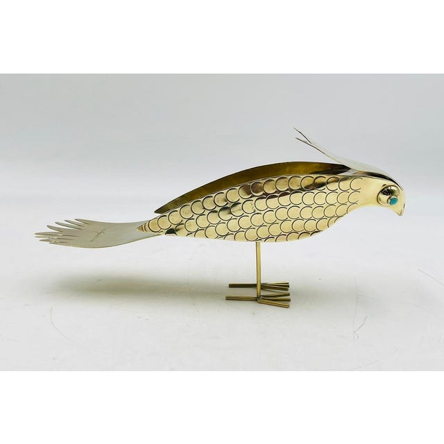 Vintage Brass Bird Sculpture by Oswaldo Guayasamín, Signed, Latin American Art For Sale - Image 9 of 18