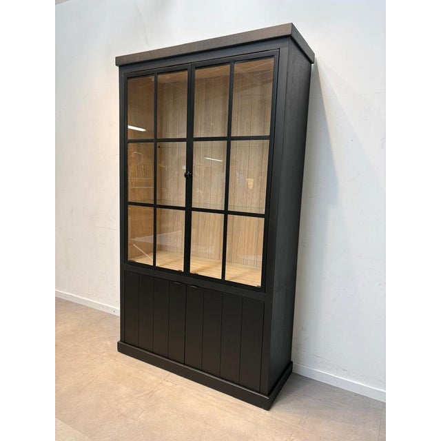Black Display Cabinet with Glass Doors For Sale - Image 3 of 4