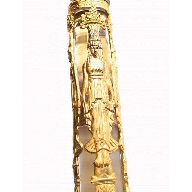 Empire Egyptian Revival French Gilt Rock Crystal Candleholders, Set of 2 For Sale - Image 12 of 13