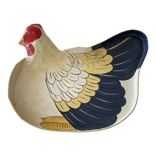 Vintage Chicken Shape Paper Mache Tray For Sale