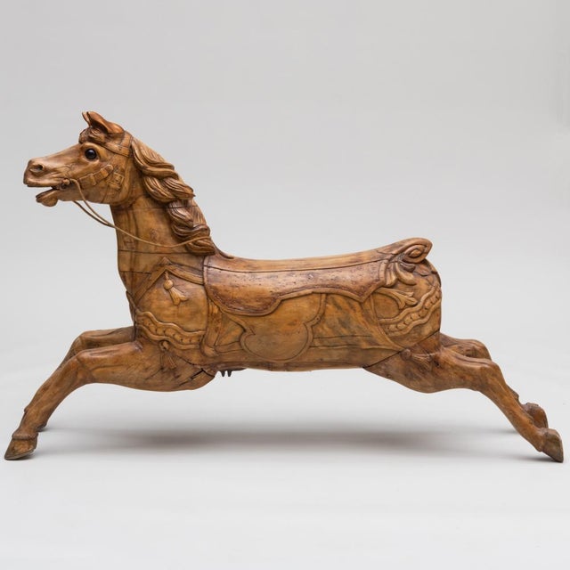 Antique Victorian Carved Pine Carousel Horse For Sale - Image 4 of 12