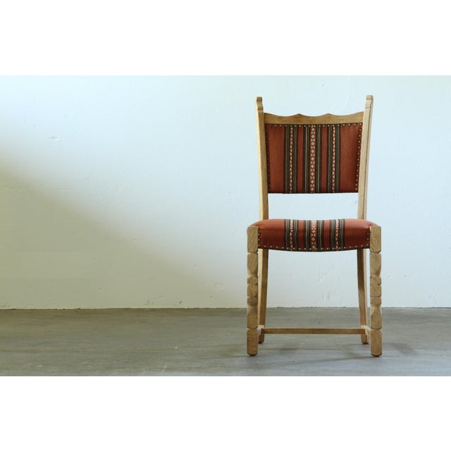 Vintage Scandinavian Oak Dining Chairs with Upholstery, 1970s, Set of 4 For Sale - Image 4 of 18