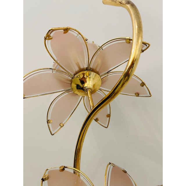 1970s Mid Century Modern Hollywood Regency Pink Lotus Flower Tall Table Lamp 36” For Sale - Image 11 of 12