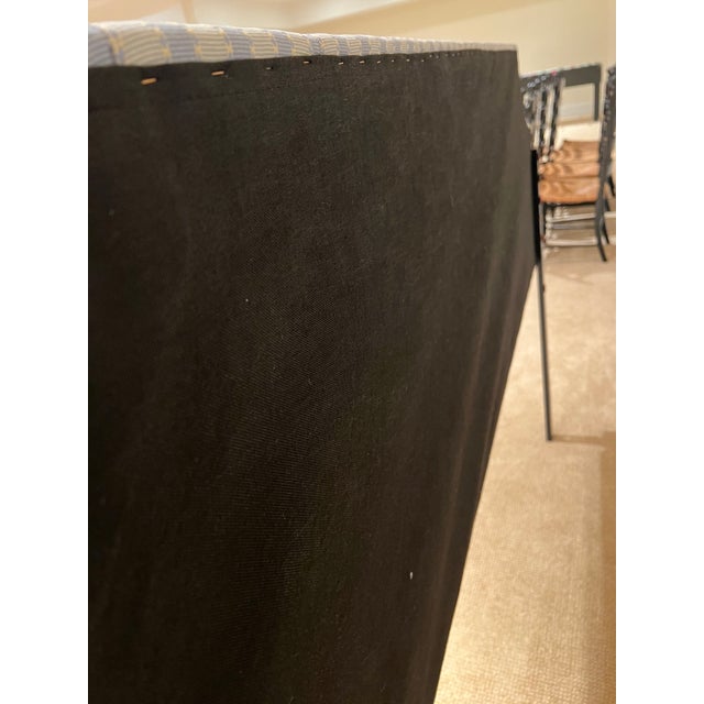 King Upholstered Striped Blue Headboard For Sale - Image 4 of 6