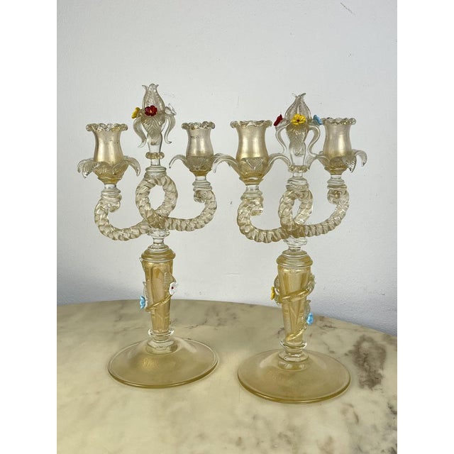 Murano Glass Candelabras in the style of Barovier & Toso, Italy, 1960s, Set of 2 For Sale - Image 10 of 18