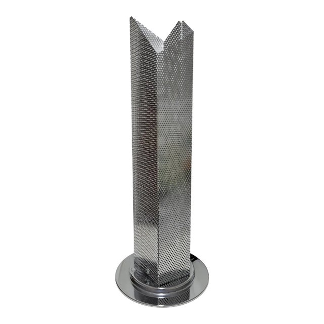 1980s Postmodern Pierced Metal Skyscraper Table Lamp For Sale