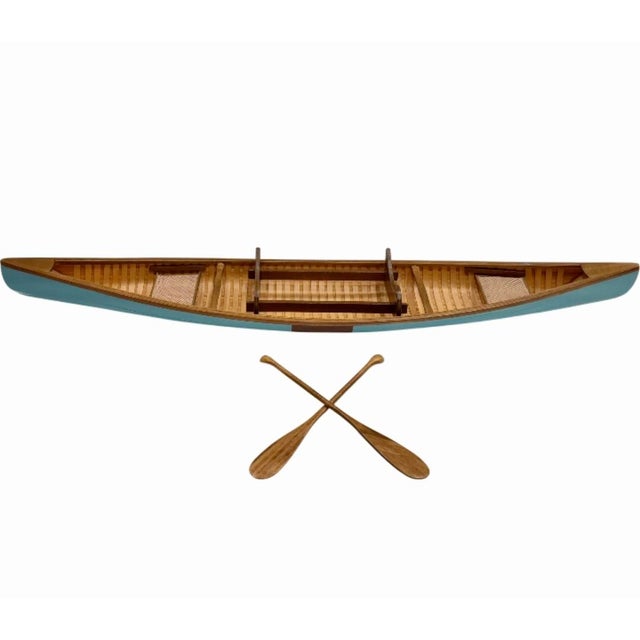 American Vintage Vanderbilt Whitney Estate Decorative Canoe Boat Model W/Oars For Sale - Image 3 of 17