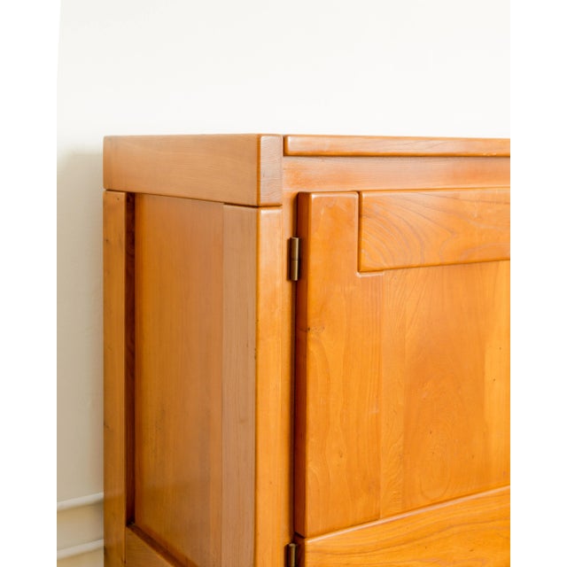Wood 1960s Maison Regain | Brutalist Elm Picture Frame Three Door Sideboard For Sale - Image 7 of 8