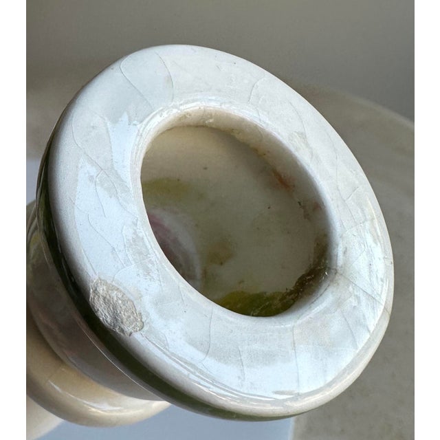 Italian Hand-Painted Ceramic Floral Candlestick Holders - Pair For Sale - Image 9 of 9