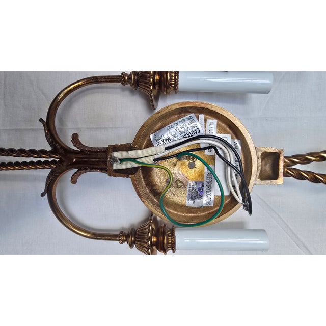 Mid 20th Century Louis XVI Style Rope and Tassle Wall Sconces - a Pair For Sale - Image 4 of 6