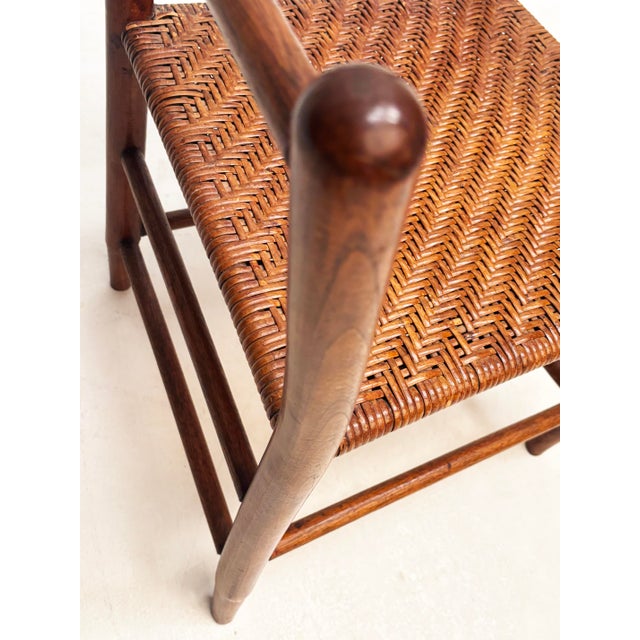 Early 20th Century Set of Four American Colonial Revival Hand-Painted Armchairs, Woven Splint Seats For Sale - Image 12 of 16