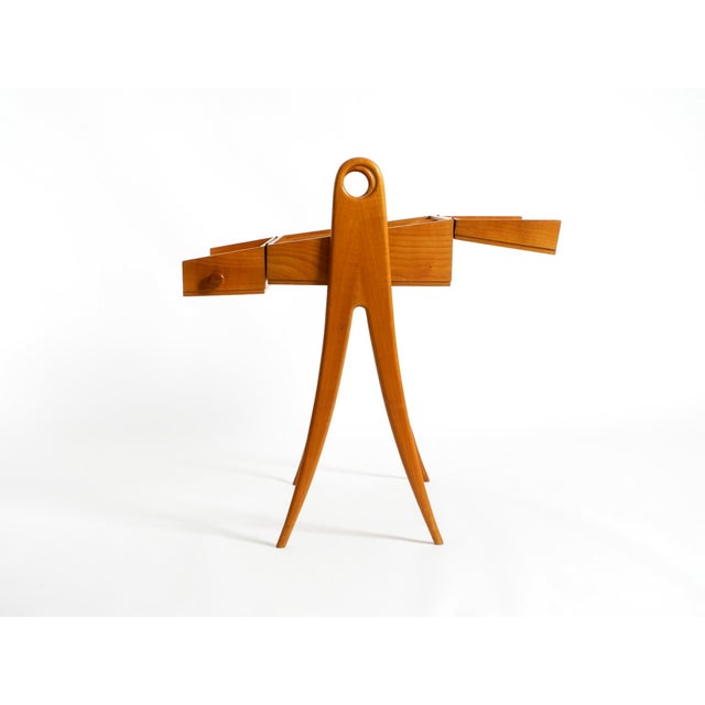 Tan Vintage Ash Wood Sewing Box Table, 1950s For Sale - Image 8 of 18