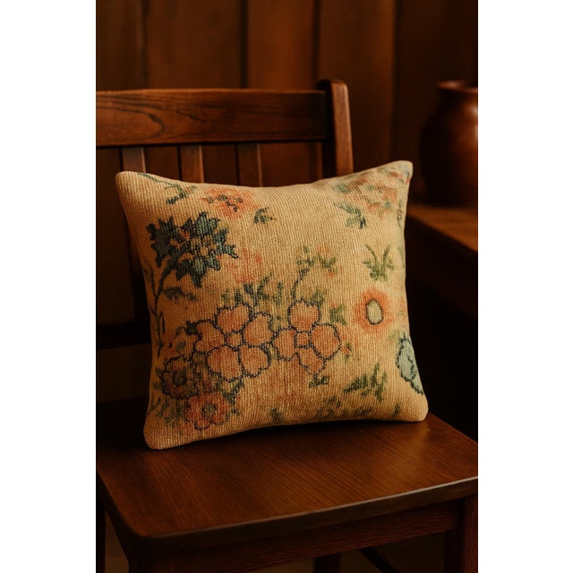 This pillow cover was made from an authentic Turkish Isparta rug woven in 1976 — nearly 50 years old. The rug was hand-...