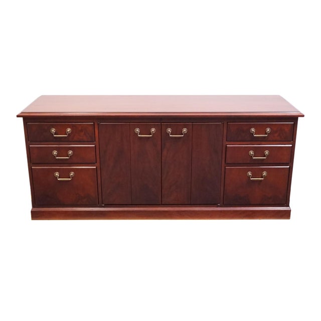 Traditional Kimball Furniture Solid Mahogany Traditional Style 72" Office Credenza For Sale - Image 3 of 12