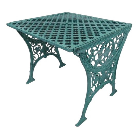 Antique Painted Wrought Iron Garden Table For Sale
