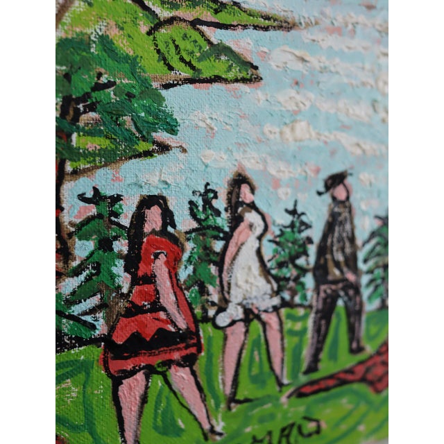 Mid-Century Modern 'Stroll Above the Bay' Expressive Landscape Oil Painting by Swedish Artist Uno Vallman (1913-2004), Framed For Sale - Image 10 of 14