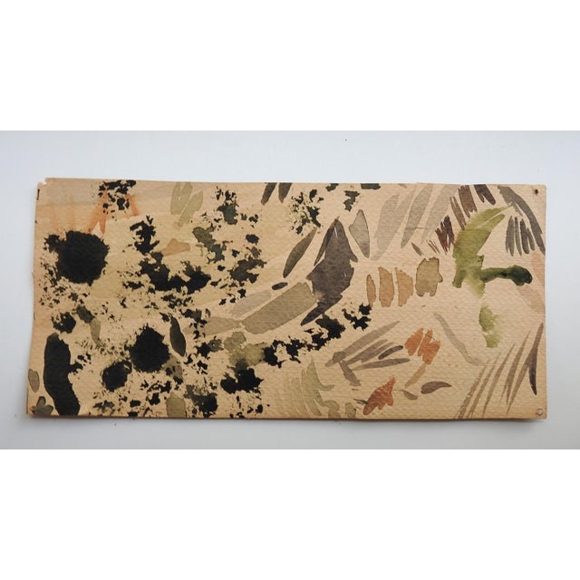 Small watercolor on paper sepia toned impressionist landscape painting. Unsigned, abstract study on verso. Unframed, age...