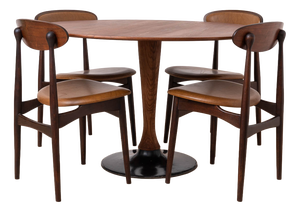 Mid-Century Modern Round Dining Table and No. 125B Chairs by Fredrik A. Kayser, 1960s, Set of 5