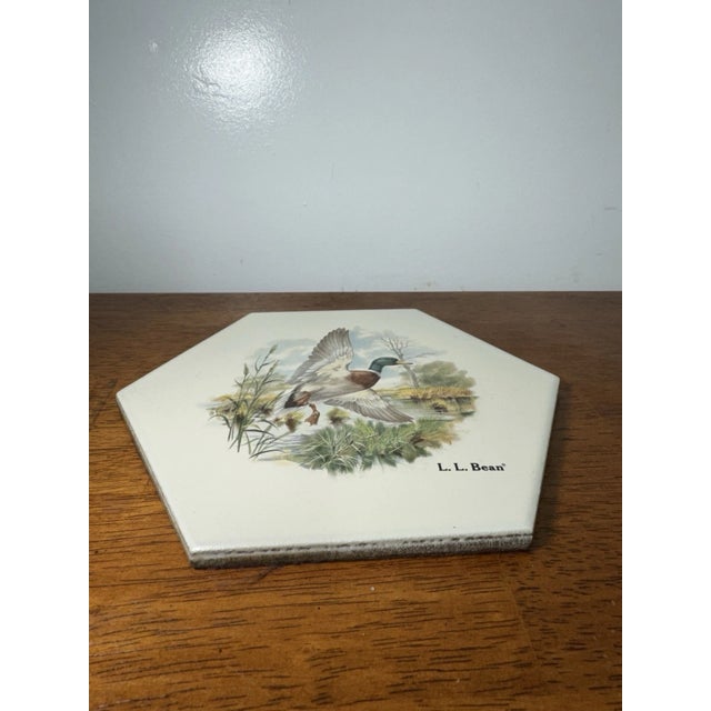 L.L.Bean Mallard Duck Hexagon Decorative Tile Trivet Wall Art Vintage For Sale In Philadelphia - Image 6 of 11