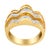 A diamond fashion band ring that is designed with three rows of baguette diamonds. The wide band is crafted in 14 karat...